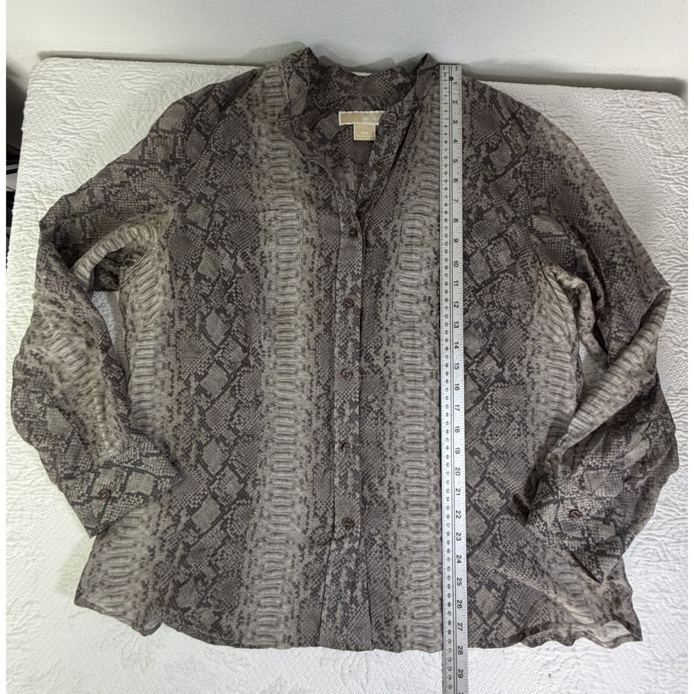 MICHAEL KORS PYTHON Snake TOP BLOUSE SZ 16 W Long Sleeve Sheer - Picture 3 of 6
